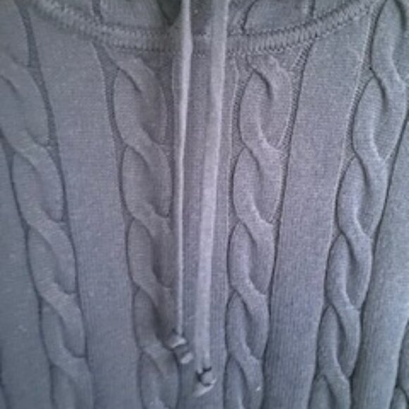 Brooks Brothers Hoodie Sweater Mens L Navy Blue Cotton Cable Knit Classic NWT - Picture 3 of 8